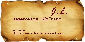 Jagerovits Lőrinc névjegykártya